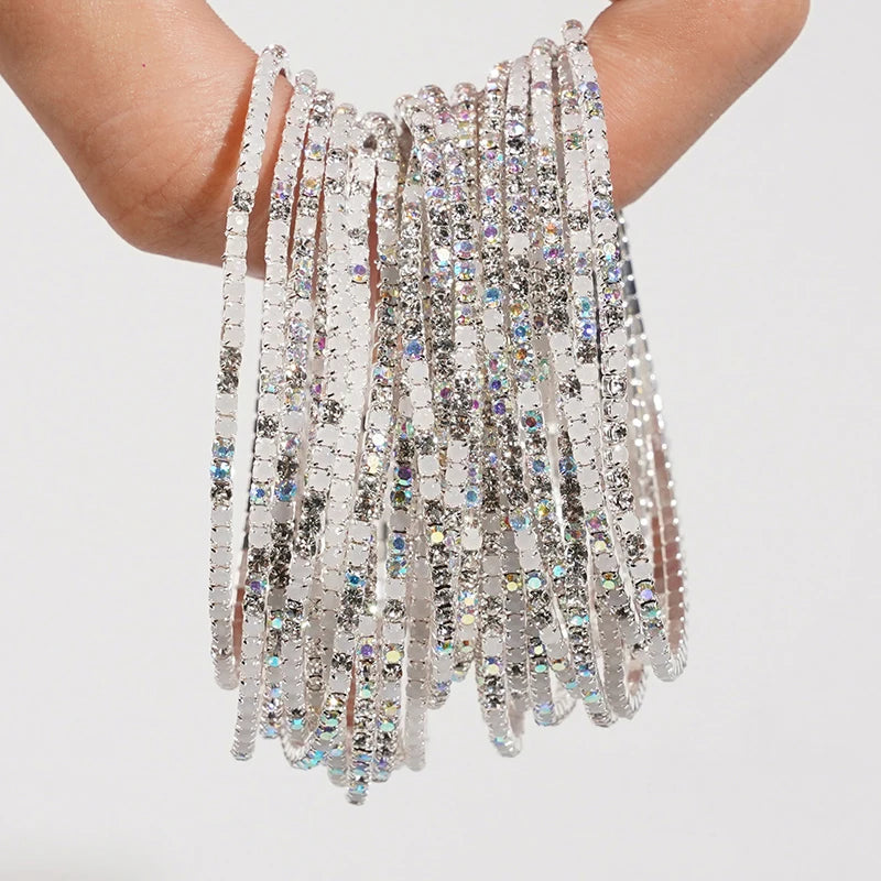 5pcs Colorful Crystal Rhinestone Elastic Bracelets