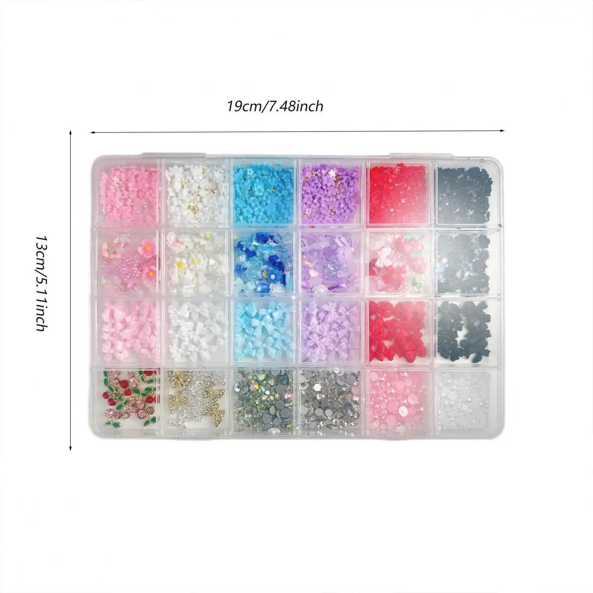 1 Box Multi-Style Resin Nail Charms – Bears, Bows, Pearls & More