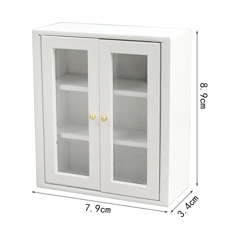 1:12 Mini White Cupboard – Dollhouse Display & Storage Cabinet