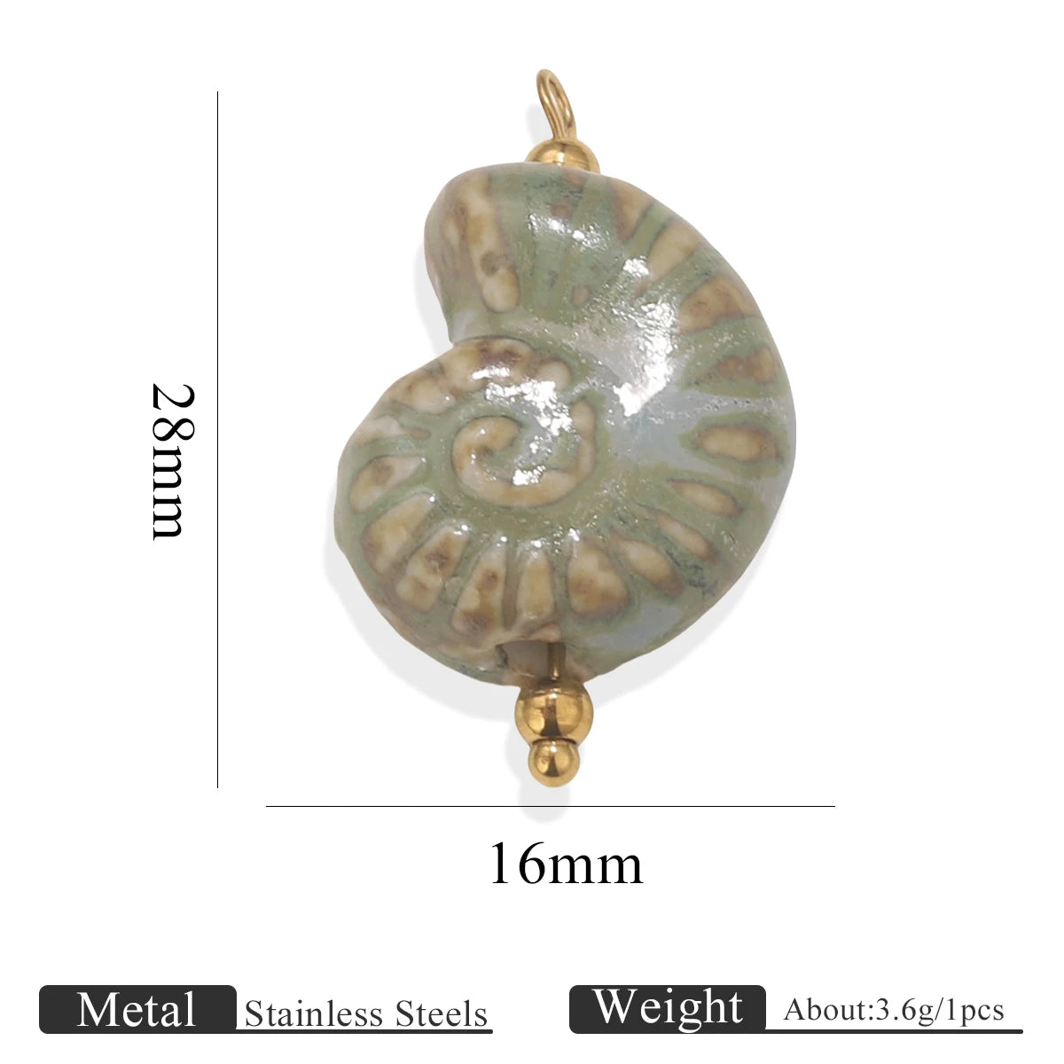 5pcs Asymmetric Ceramic & Steel Pendant Charms