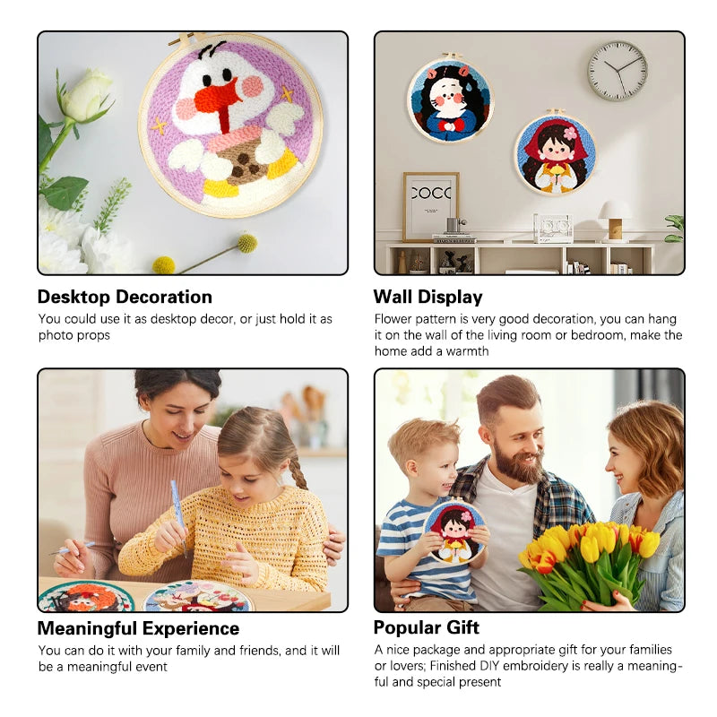 20x20cm Cow Punch Needle Embroidery Kit – Beginner DIY