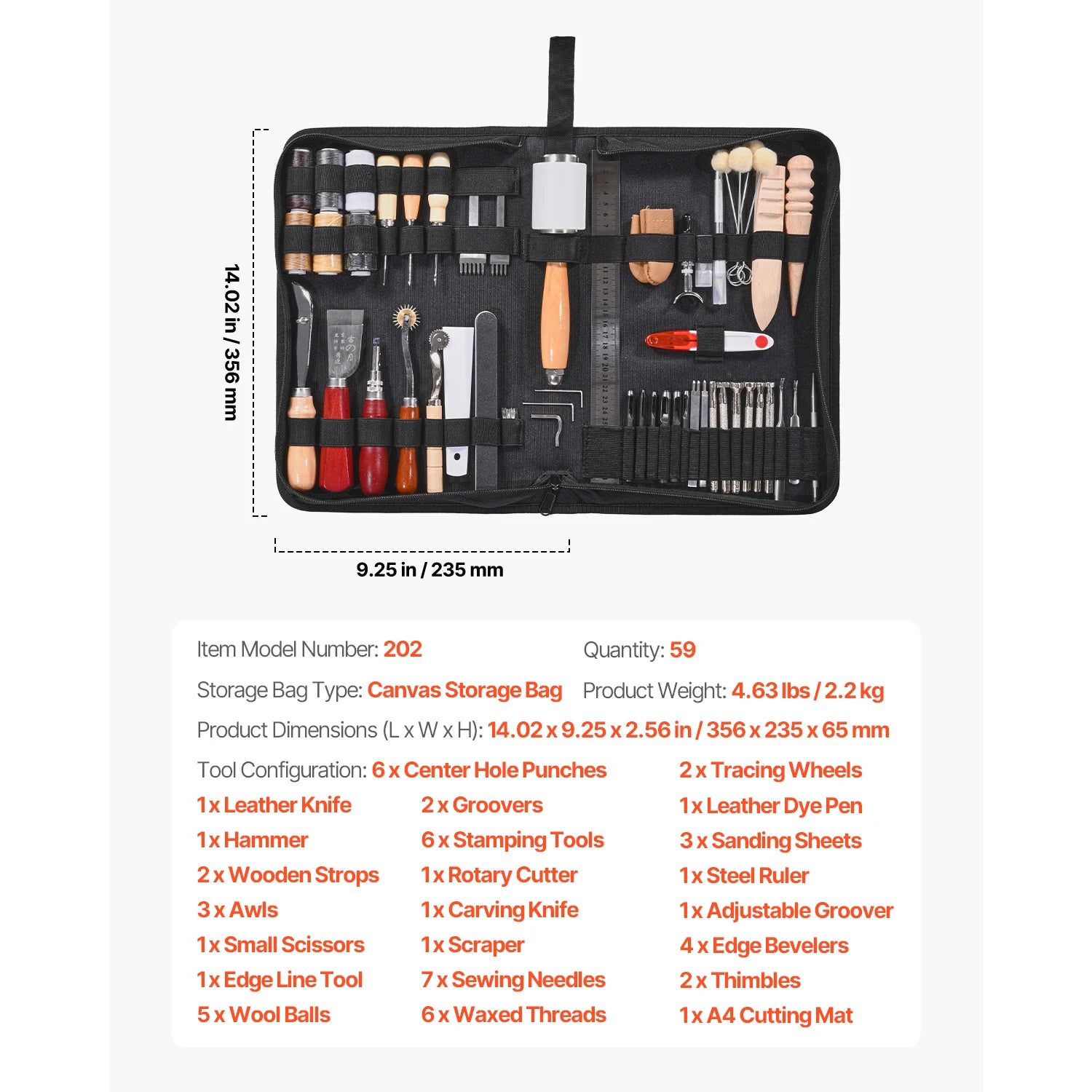 VEVOR Leather Working Tools Kit with Bag – 38–92pcs