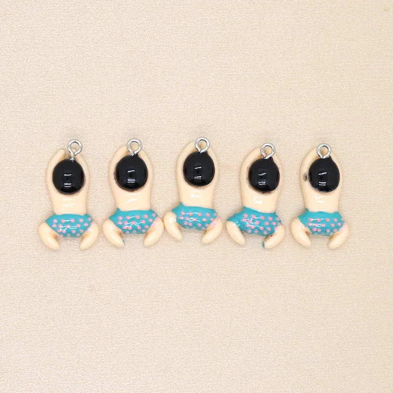 10pcs Swimming Boy & Girl Charms – Cartoon Resin Pendants
