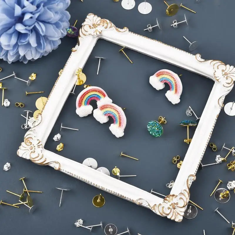 50pcs 925 Silver Plated Earring Stud Bases