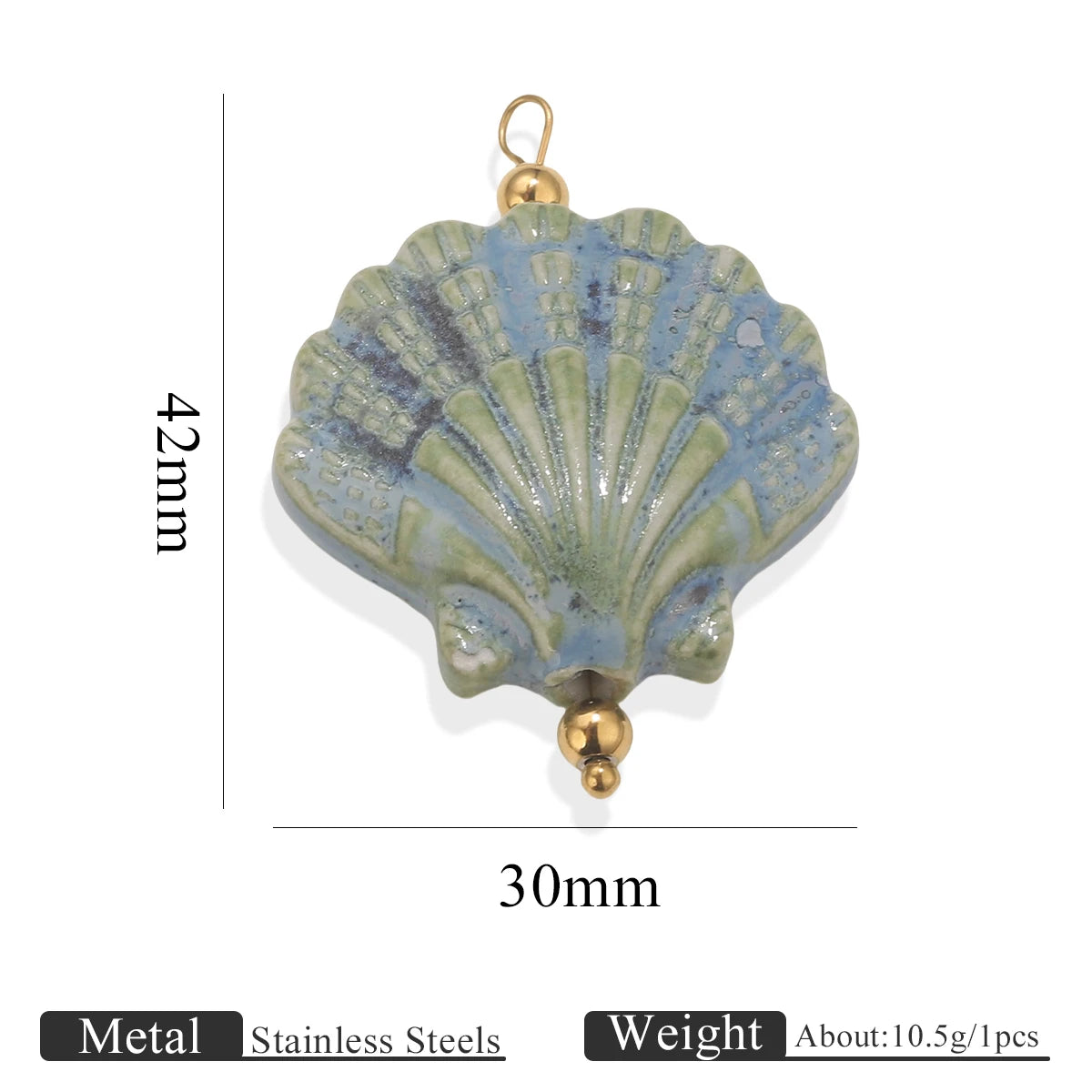 5pcs Asymmetric Ceramic & Steel Pendant Charms