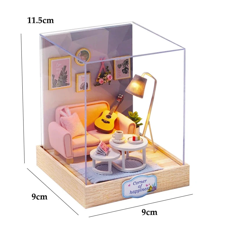 Wooden DIY Miniature Dollhouse Kit with Furniture