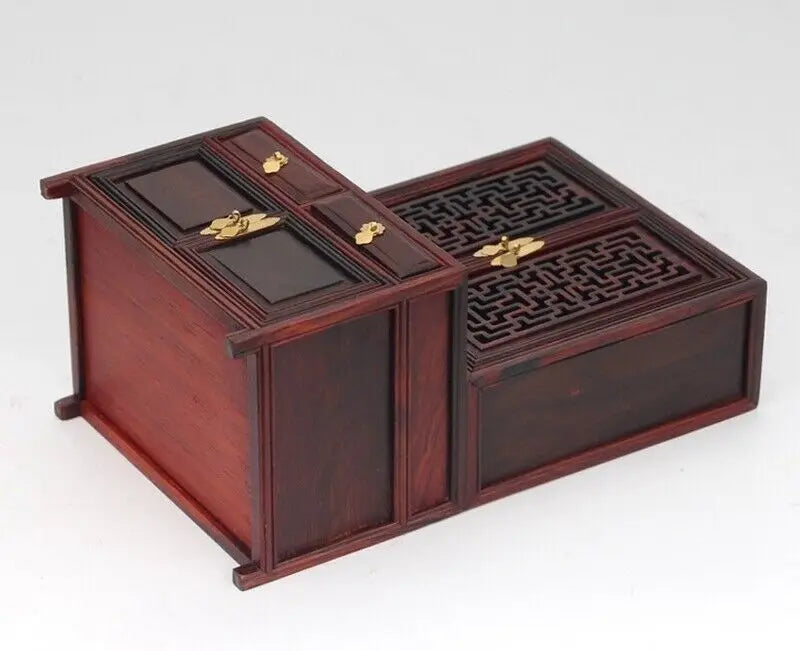 Rosewood Carved Mini Buddha Altar Cabinet – Butsudan Shrine Decor