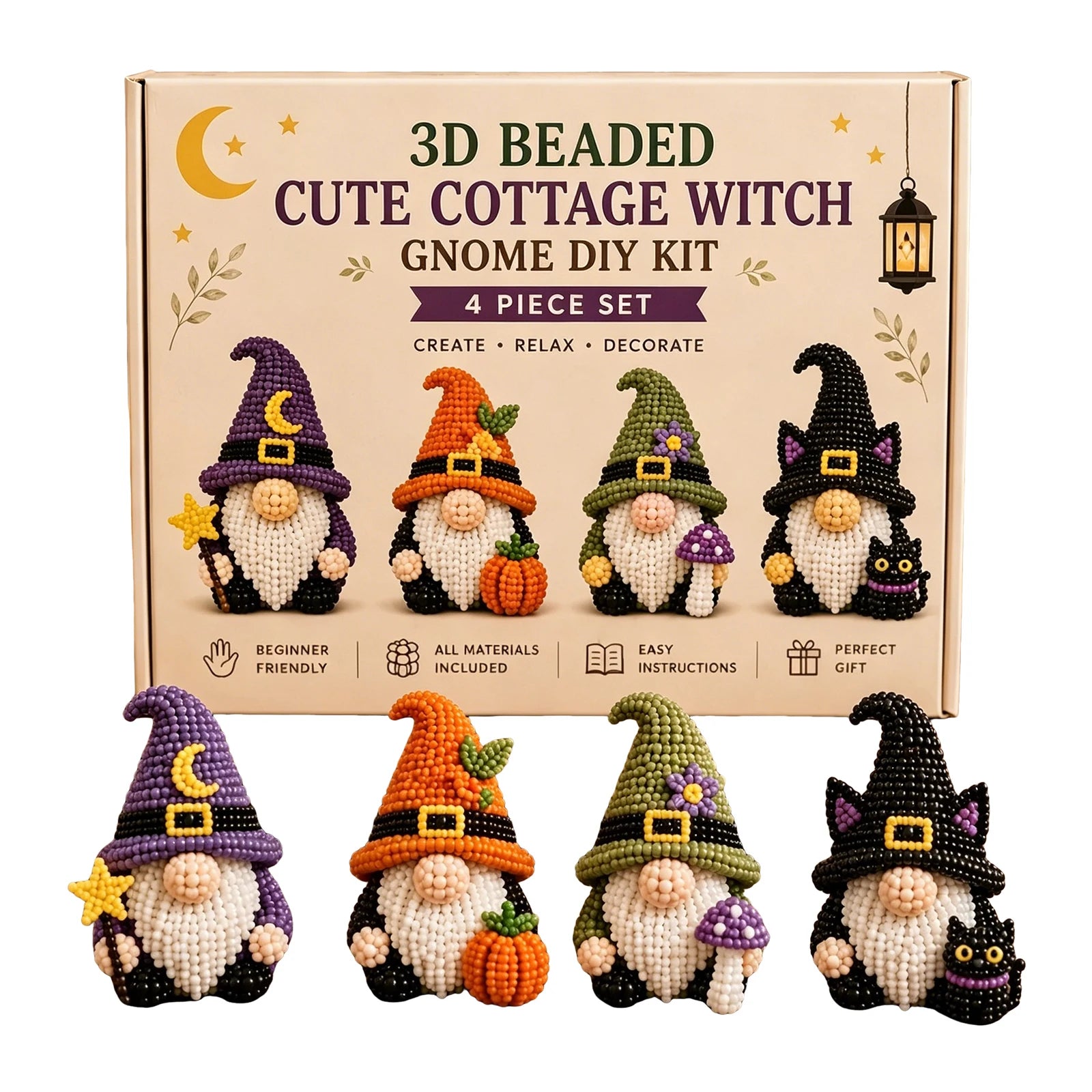 DIY Gnome Beading Kit – Complete Beadwork Craft Set with Instructions