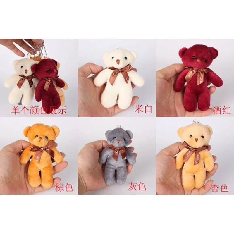 12pcs Mini Teddy Bears – Plush Keychain Dolls for Gifts & Decor