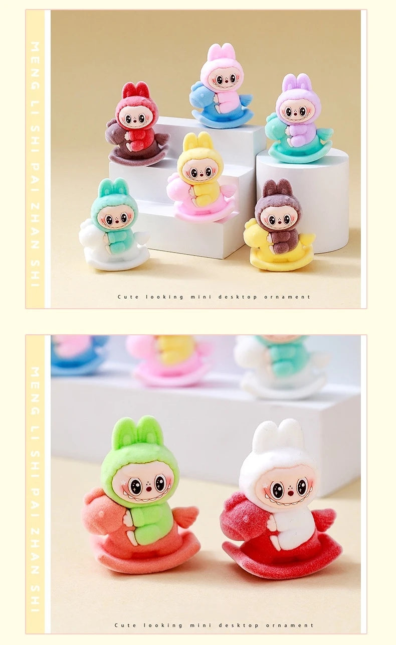 9pcs Crybaby Rabbit Figures – Flocked Anime Dolls & Desk Ornaments