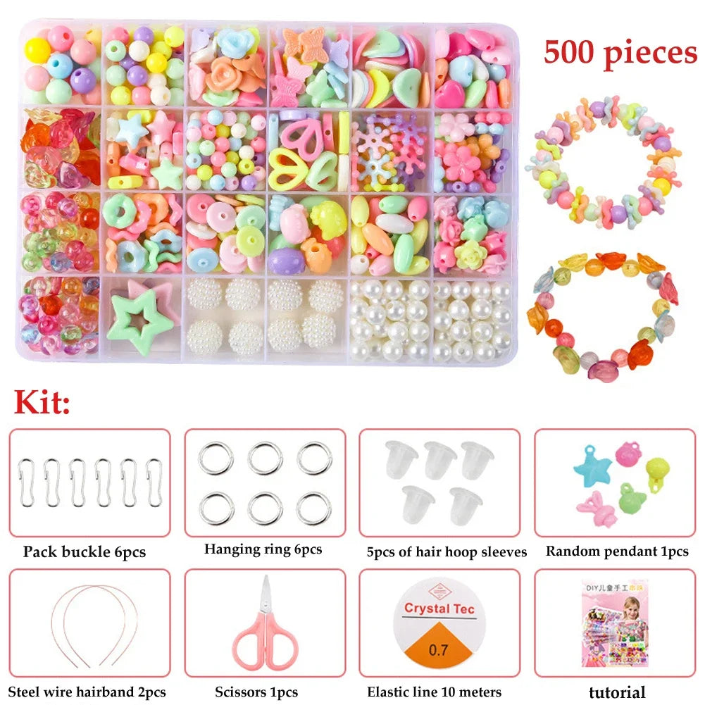 500pcs Kids Bead Kit – DIY Jewelry Making Set for Girls
