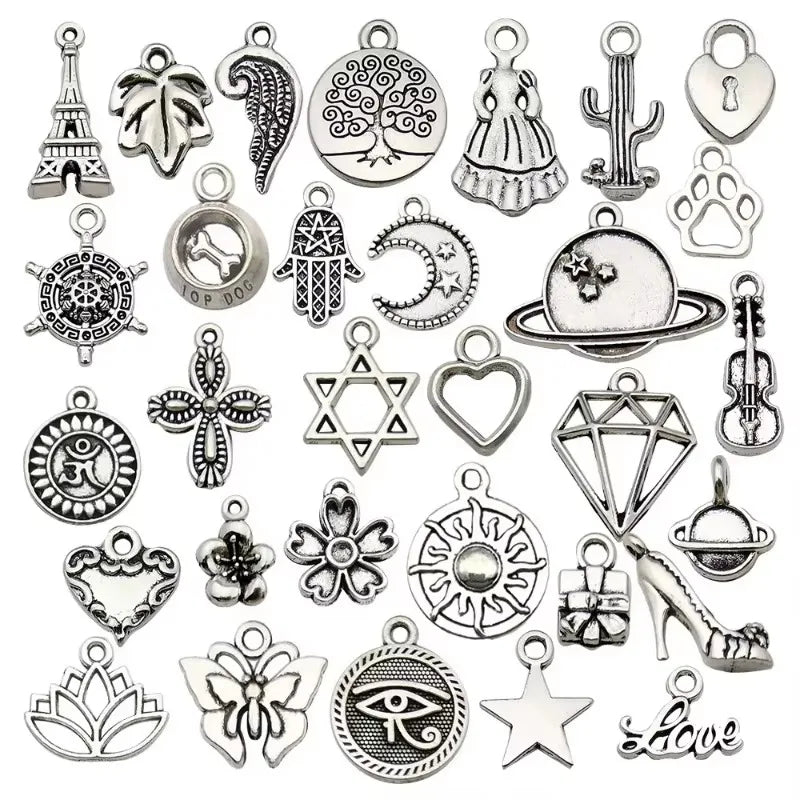 Tibetan Silver Animal Charms – 100–300pcs Mixed Pendants for DIY Jewelry