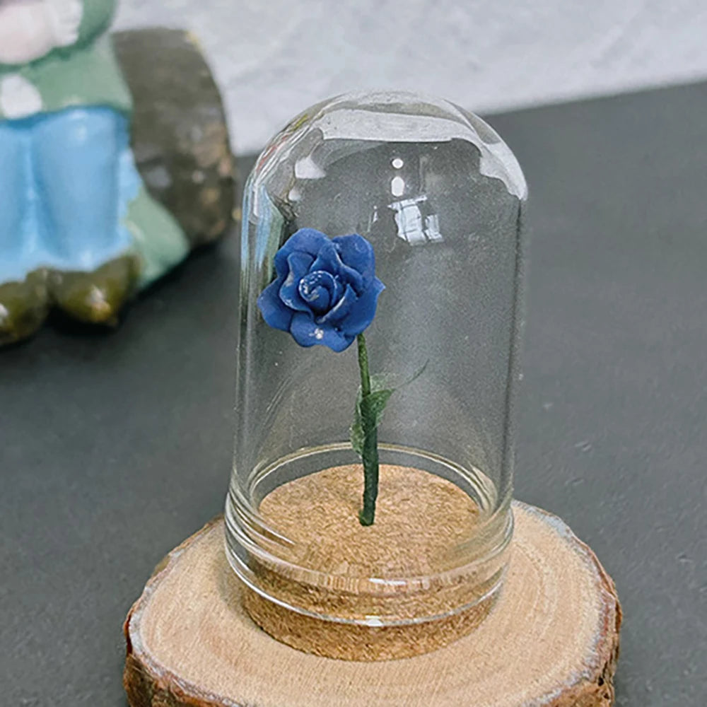 1/5pcs Mini Rose Under Glass Cloche – 1:12 Dollhouse Decoration