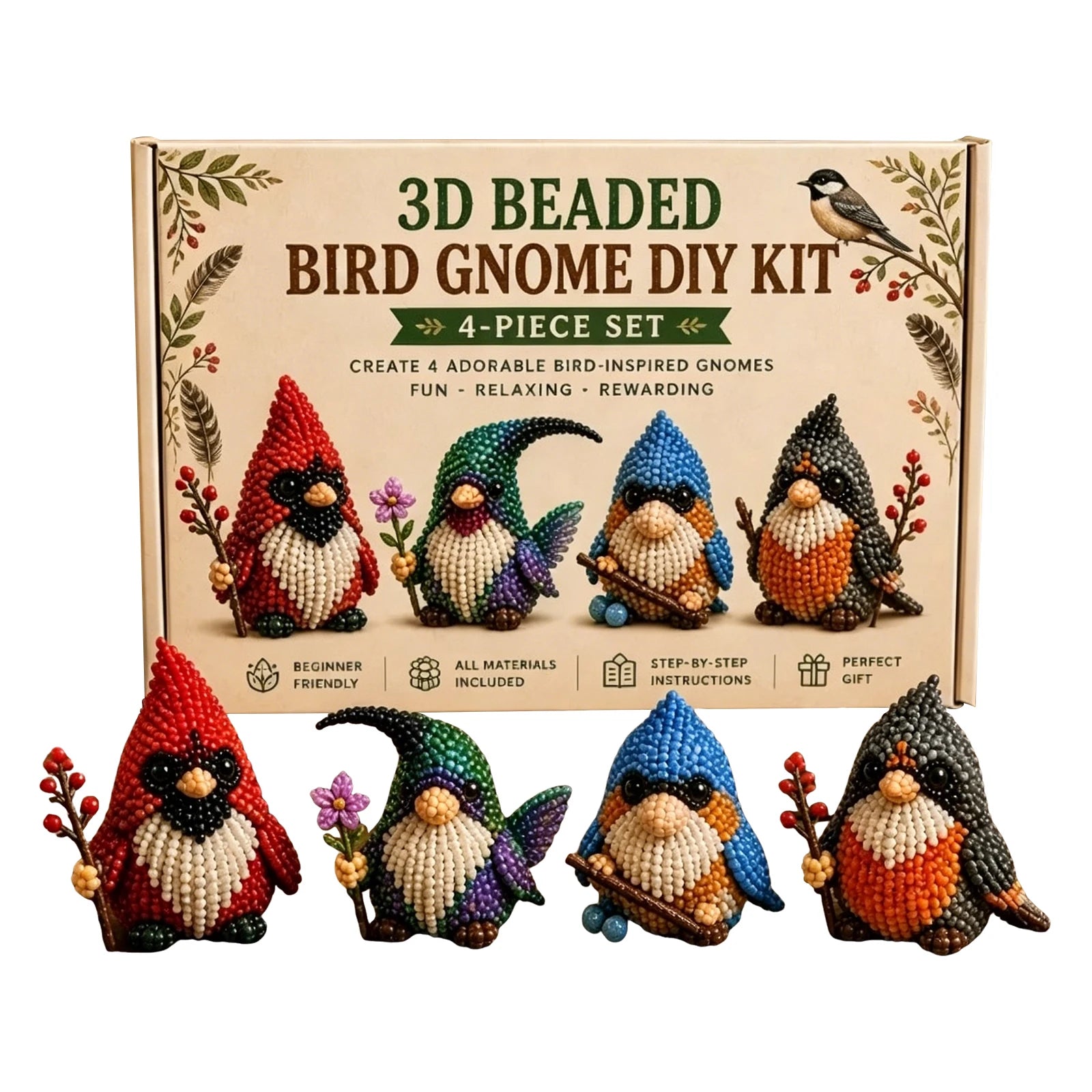 DIY Gnome Beading Kit – Complete Beadwork Craft Set with Instructions