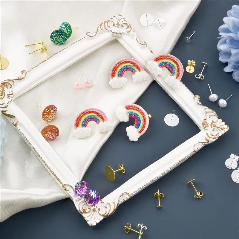 50pcs 925 Silver Plated Earring Stud Bases