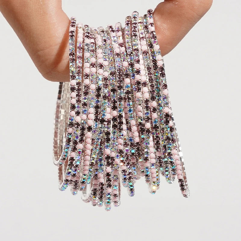 5pcs Colorful Crystal Rhinestone Elastic Bracelets