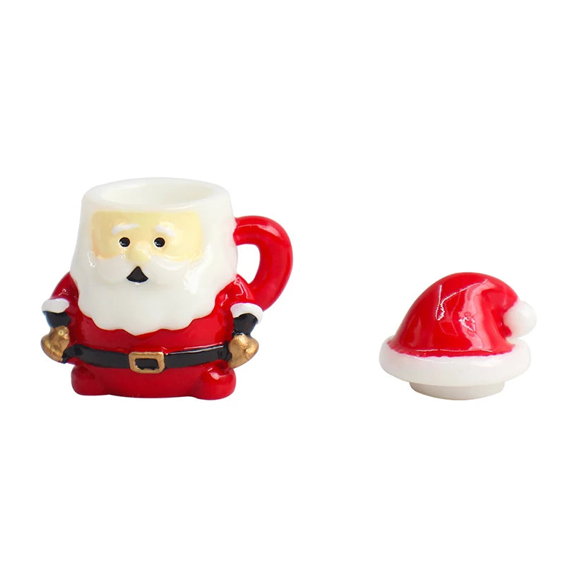 Mini Santa Claus Teacup Decoration – Christmas Dollhouse Resin Accessory