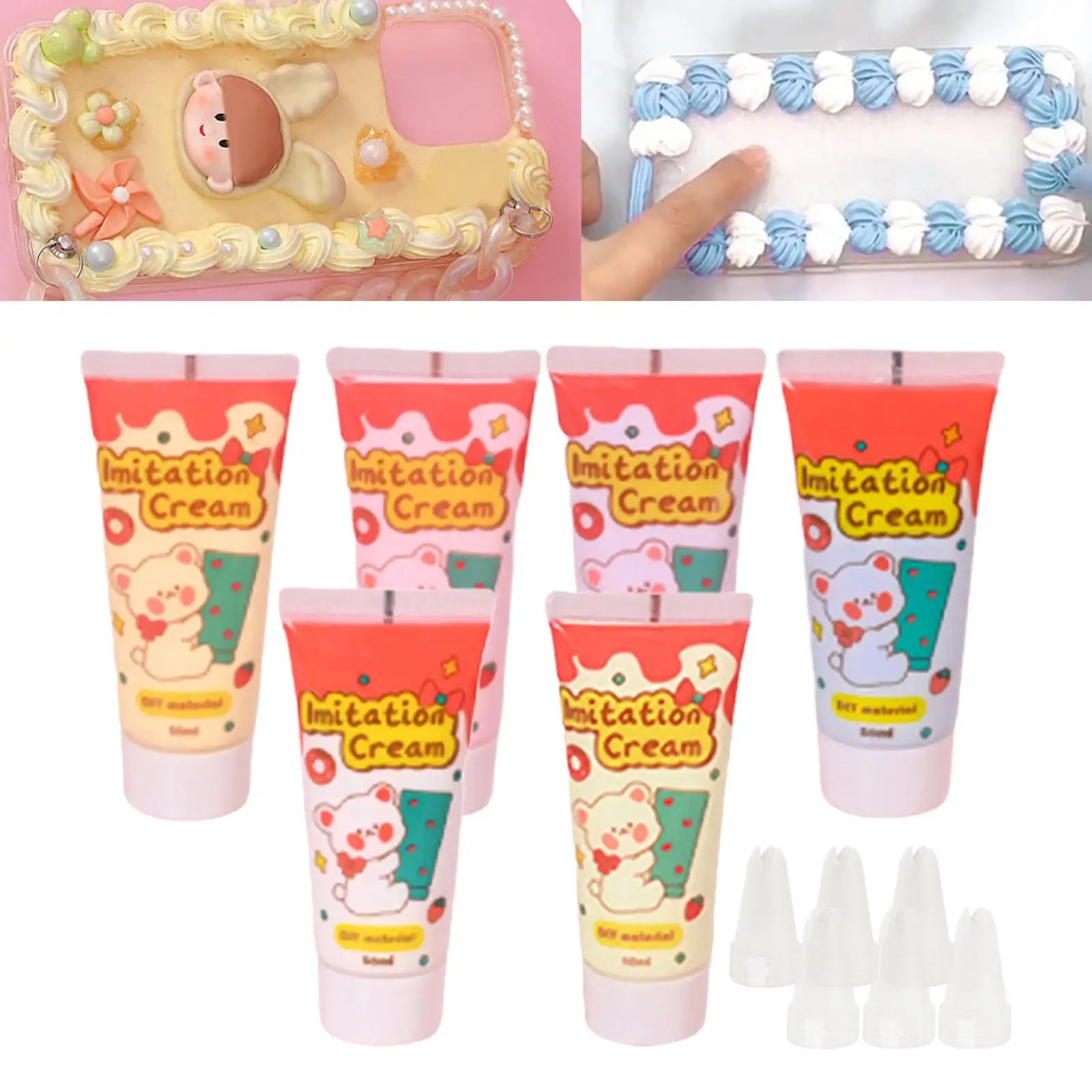 6pcs Simulation Whipped Cream Glue Set for DIY Crafts