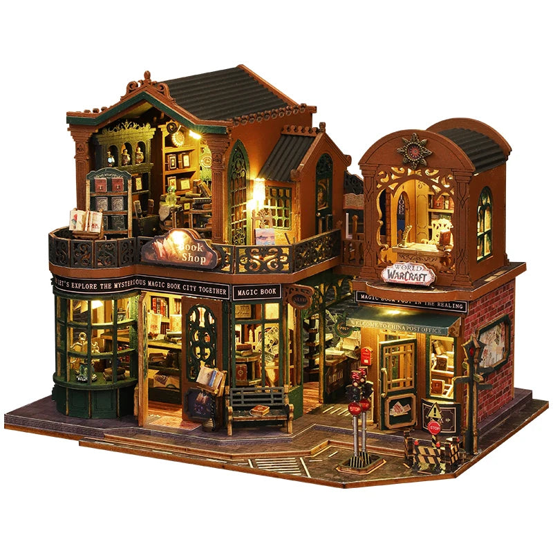 Twilight Bookstore DIY Wooden Dollhouse Kit