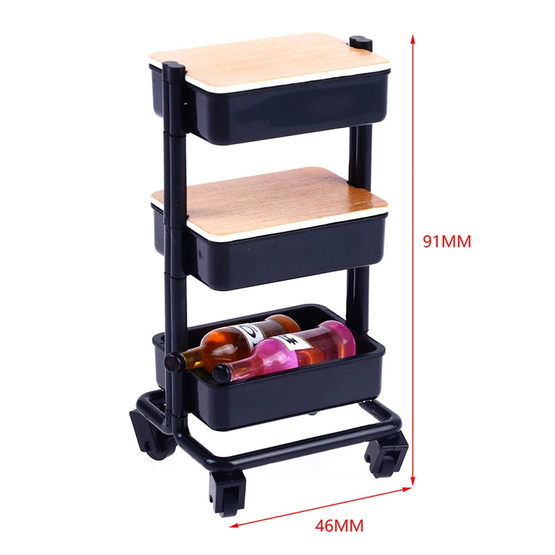 1:12 Mini Trolley Cart – Dollhouse Kitchen Storage Shelf