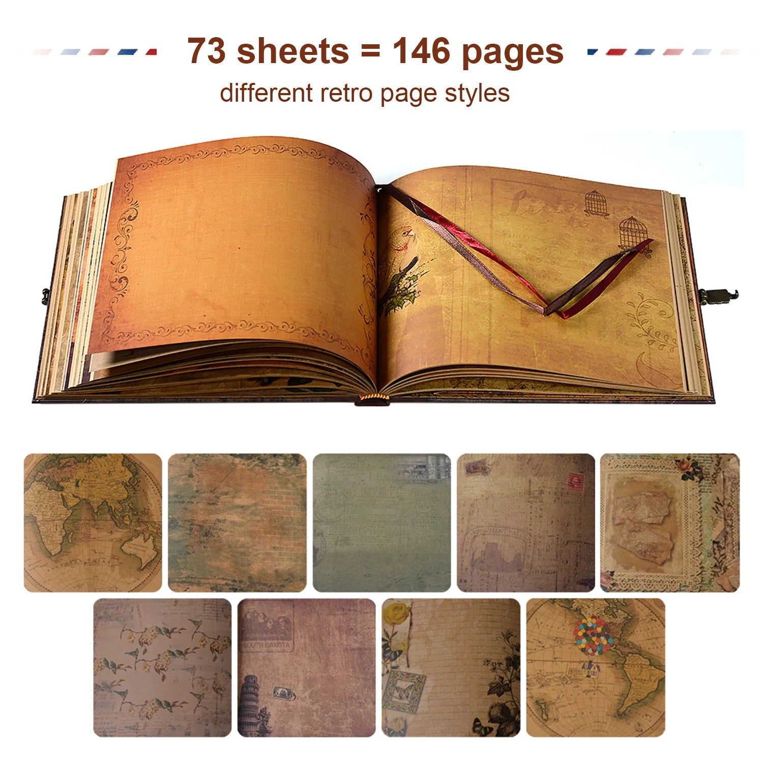 Retro DIY Scrapbook Photo Album – 146 Pages