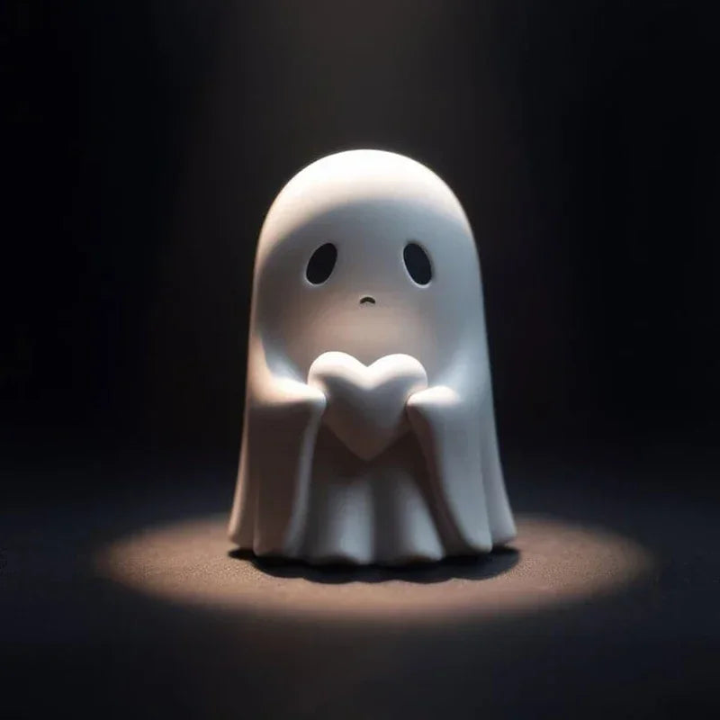 Cute Ghost Middle Finger Statue – Halloween Decor Figurine