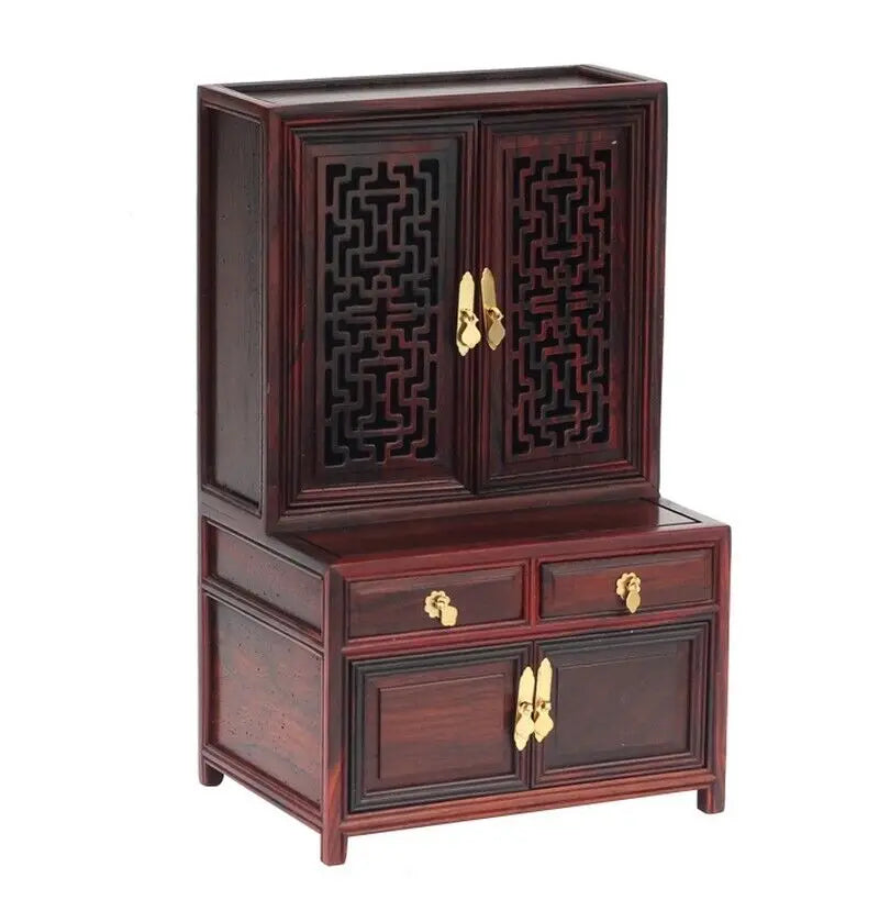 Rosewood Carved Mini Buddha Altar Cabinet – Butsudan Shrine Decor