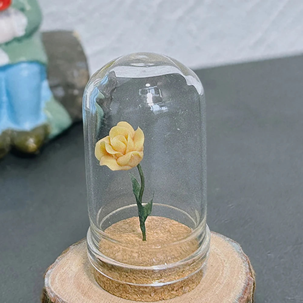 1/5pcs Mini Rose Under Glass Cloche – 1:12 Dollhouse Decoration