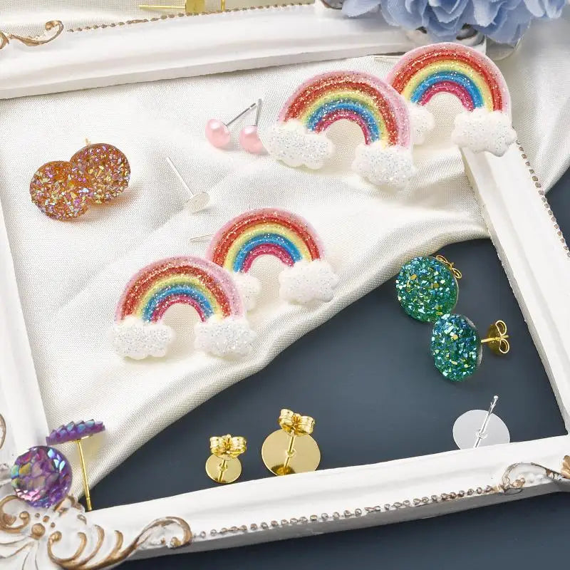 50pcs 925 Silver Plated Earring Stud Bases