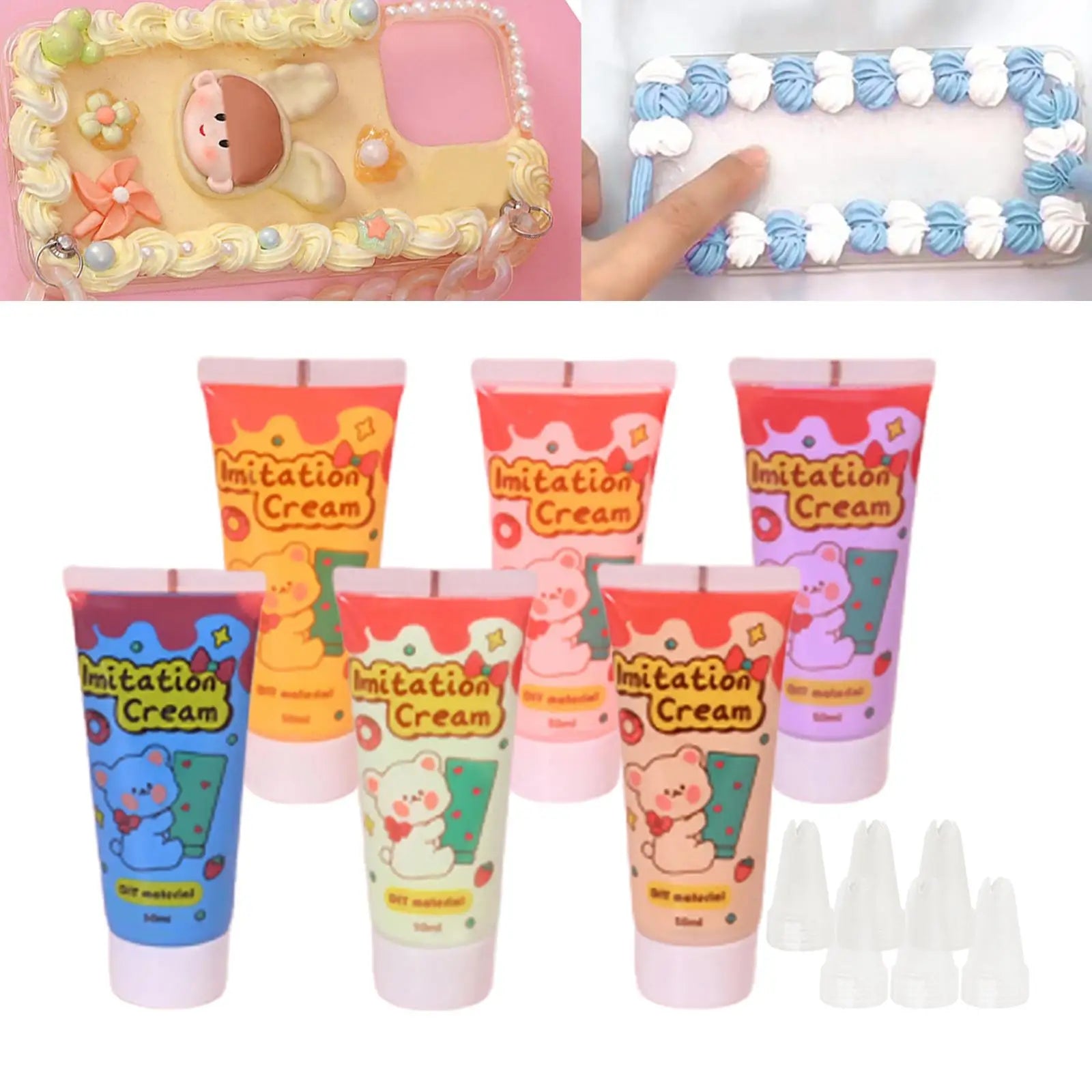 6pcs Simulation Whipped Cream Glue Set for DIY Crafts