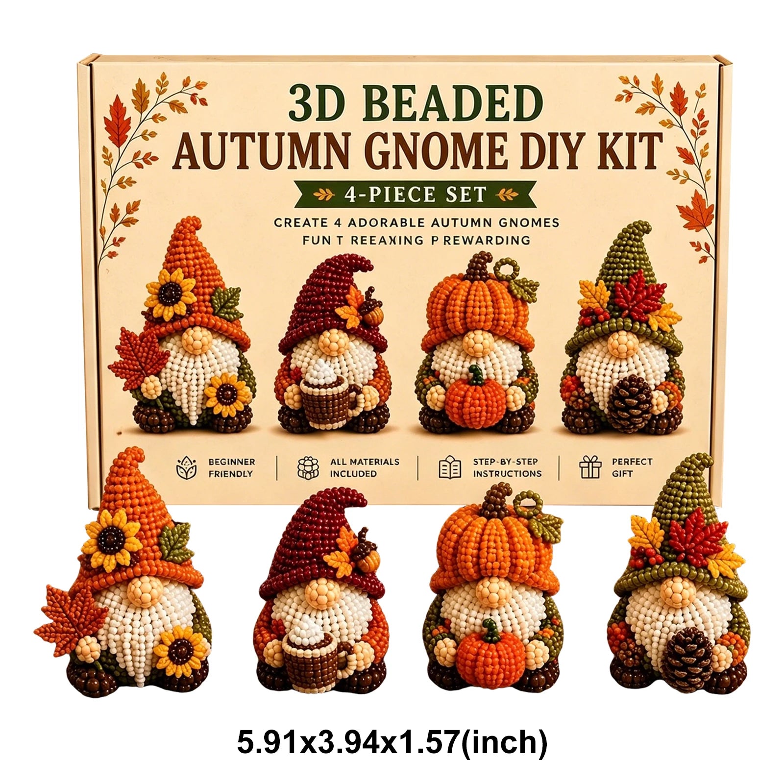 DIY Gnome Beading Kit – Complete Beadwork Craft Set with Instructions