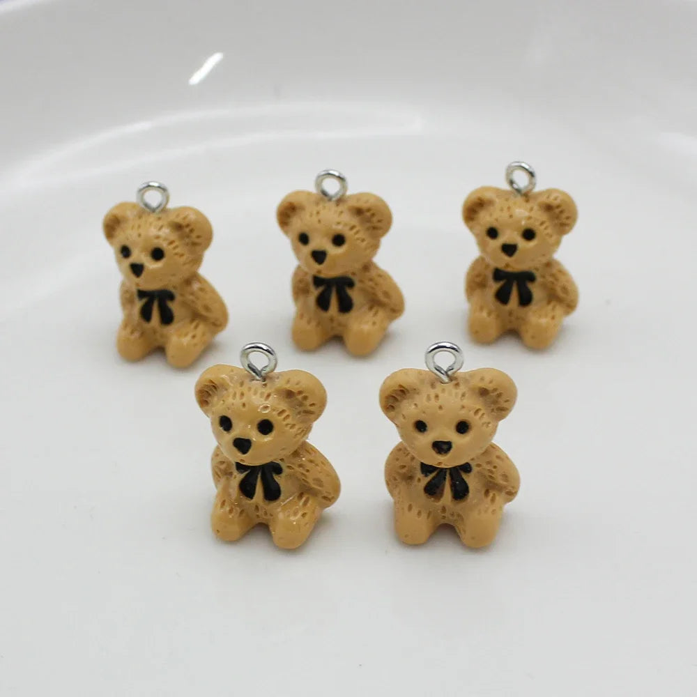5Pcs 3D Resin Brown Bear Charms – DIY PendantJewelry Accessory Finding