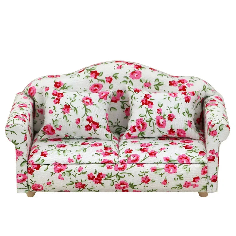 1:12 Mini Dollhouse Sofa & Pillow Set – Simulation Furniture ToyGift
