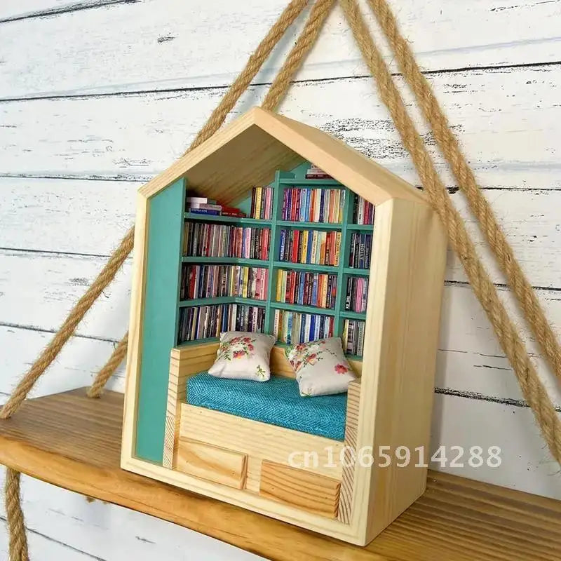 Shake Away Anxiety Bookroom Miniature – Stress Relief Bookshelf Decor