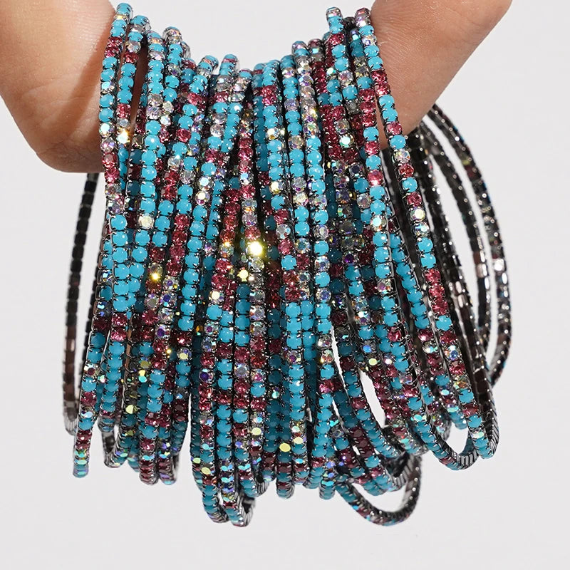 5pcs Colorful Crystal Rhinestone Elastic Bracelets