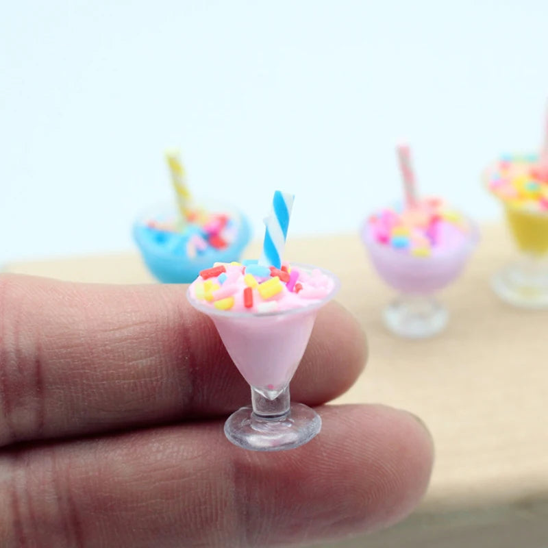 4pcs Mini Ice Cream Cups – 1:12 Dollhouse Food Decor