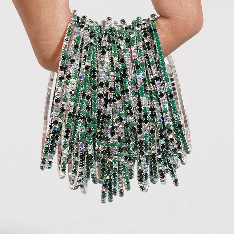 5pcs Colorful Crystal Rhinestone Elastic Bracelets