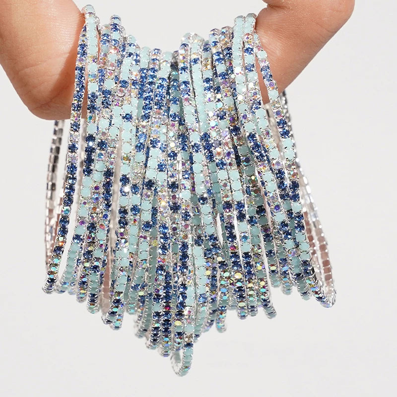 5pcs Colorful Crystal Rhinestone Elastic Bracelets