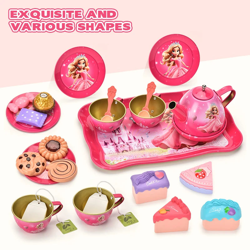 52-Piece Princess Tea Party Set – Metal Pretend Play Toy,