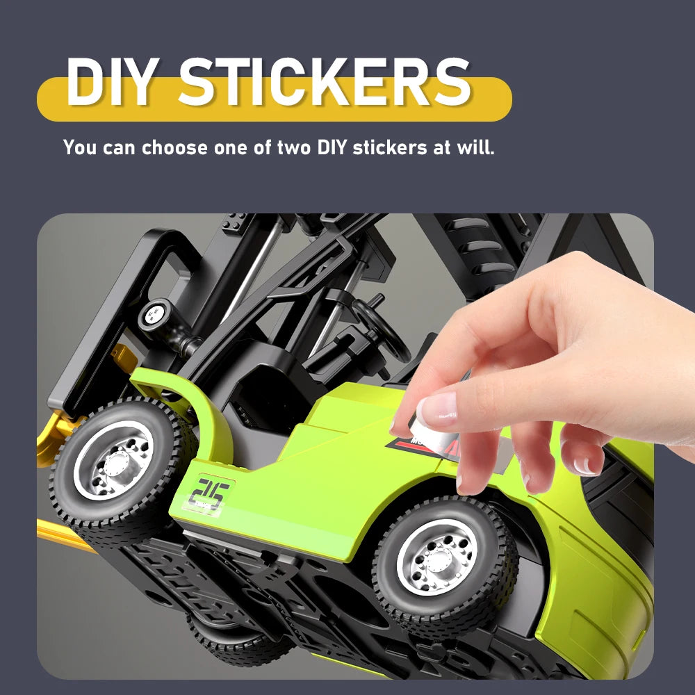 1:64 Bluetooth RC Crane & Forklift 2-in-1 Mini Alloy Toy Vehicle