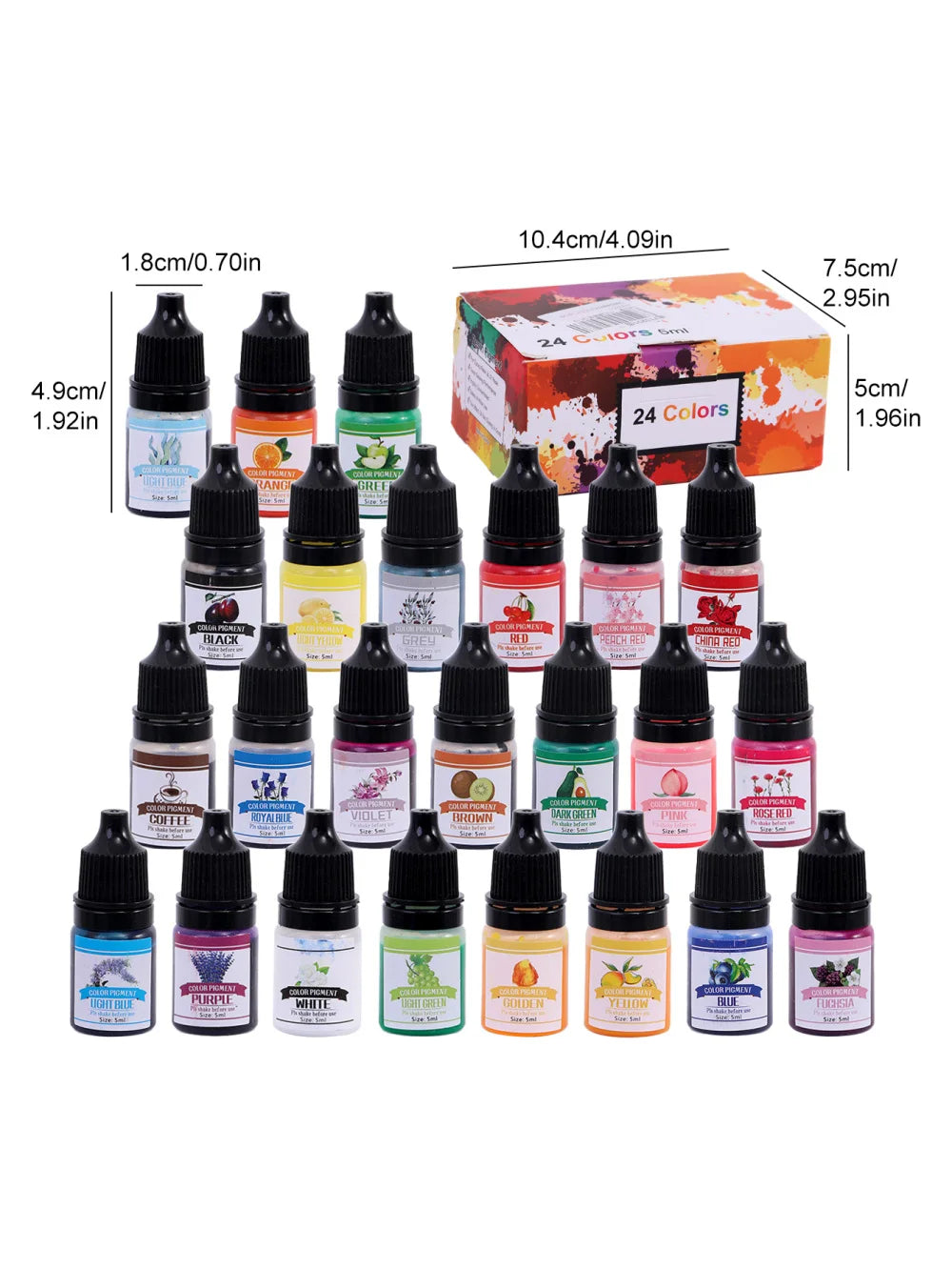 24/30 Colors Epoxy Resin Pigment Kit – 5ml Liquid Dyes