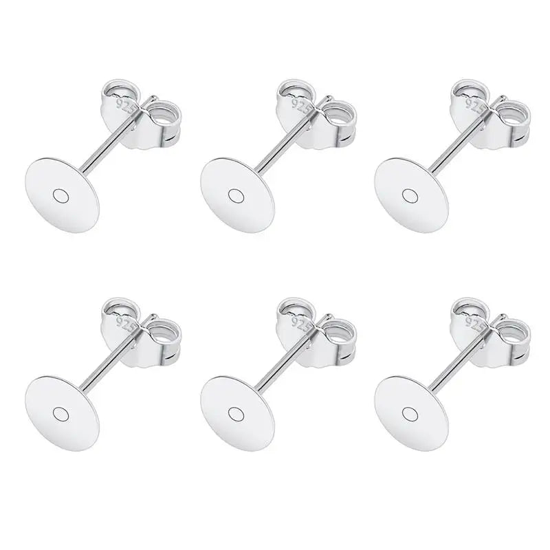 50pcs 925 Silver Plated Earring Stud Bases