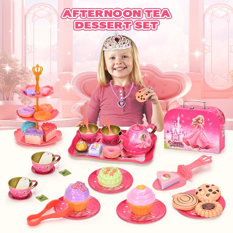 52-Piece Princess Tea Party Set – Metal Pretend Play Toy,