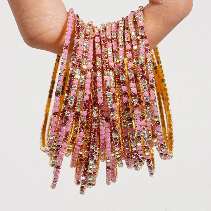 5pcs Colorful Crystal Rhinestone Elastic Bracelets