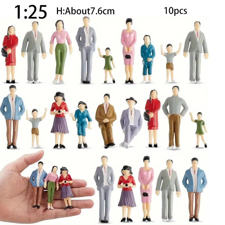 Mini Train Scene Passenger Figures – Painted Sitting Model Dolls