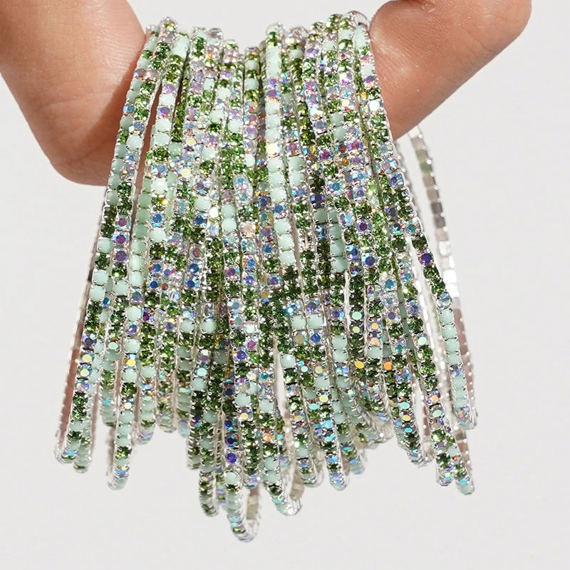 5pcs Colorful Crystal Rhinestone Elastic Bracelets