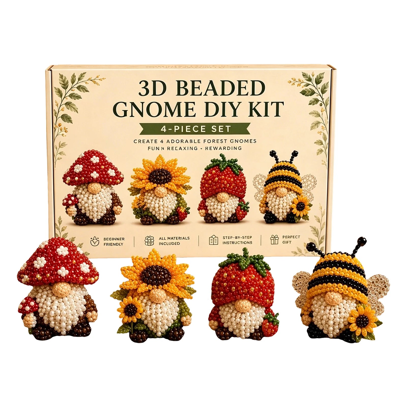 DIY Gnome Beading Kit – Complete Beadwork Craft Set with Instructions