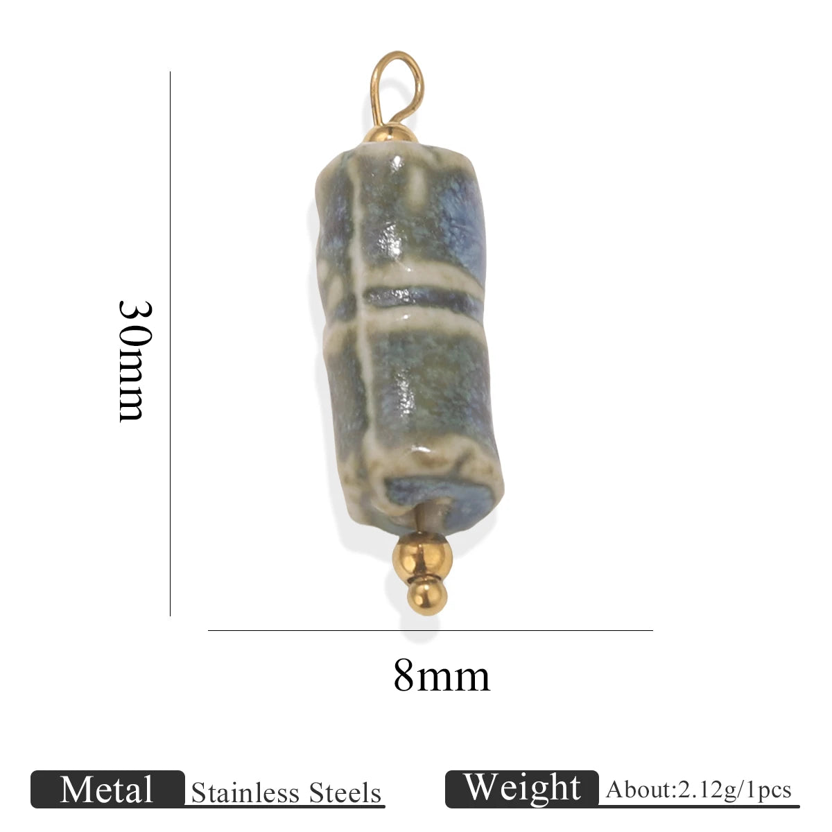 5pcs Asymmetric Ceramic & Steel Pendant Charms