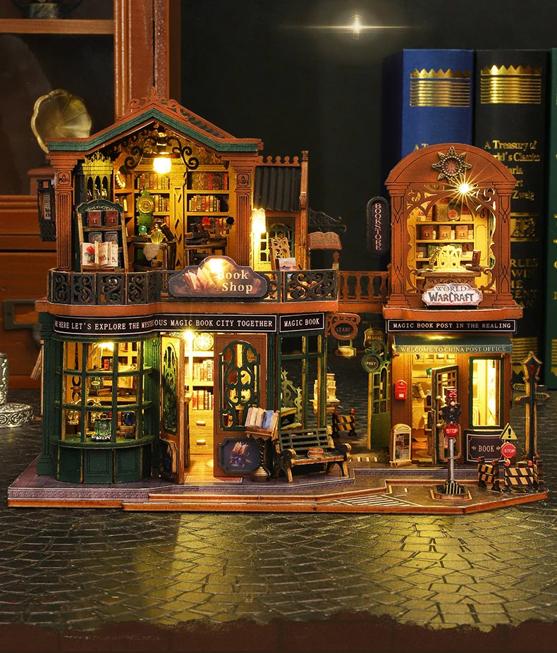 Twilight Bookstore DIY Wooden Dollhouse Kit