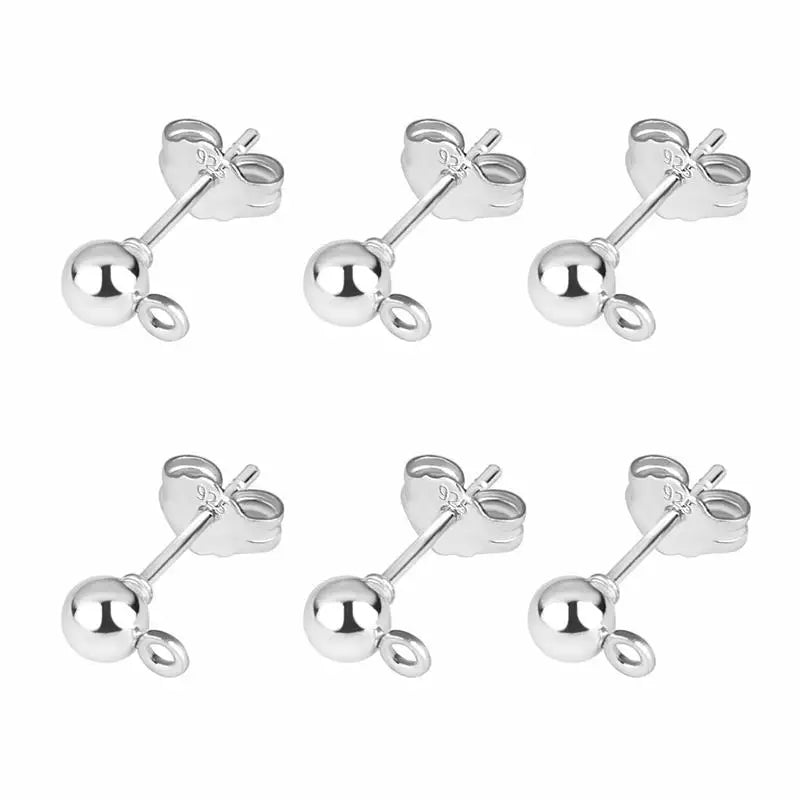 50pcs 925 Silver Plated Earring Stud Bases